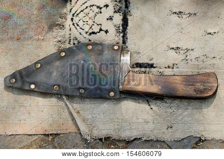traditional hand made knife with its case