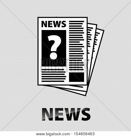 News icon. media newspaper. black and white label