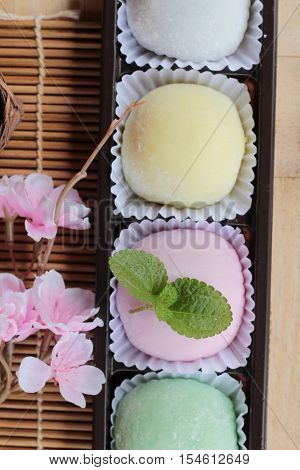Daifuku Mochi Japanese dessert and hot tea