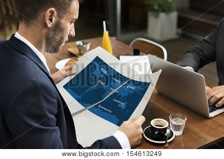 Global Business Map Destination Concept