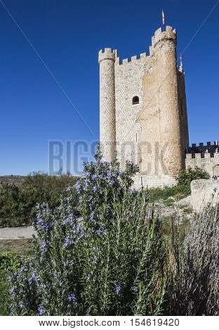 Alcala del Jucar Spain - October 29 2016: Castle of Almohad origin of the century XII take in Alcala of the Jucar Albacete province Spain
