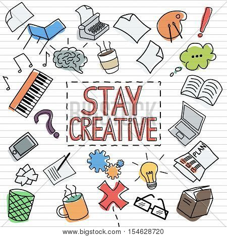 Hand drawn business doodle design objects set.