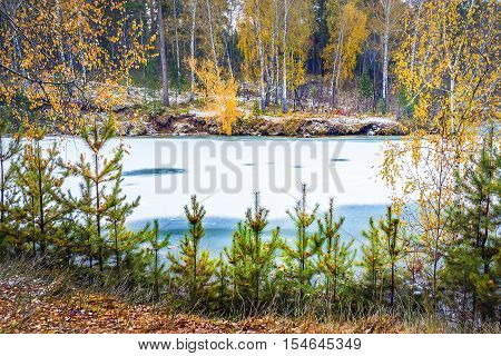 Winter landscape. Separate a small river which flows into the river Ob. Novosibirsk oblast Siberia Russia