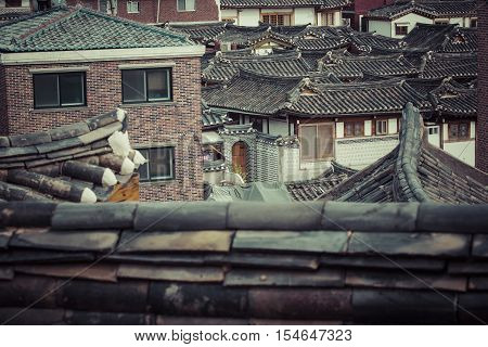 Bukchon Hanok Village Is One Of The Famous Place For Korean Traditional Houses In Seoul, South Korea