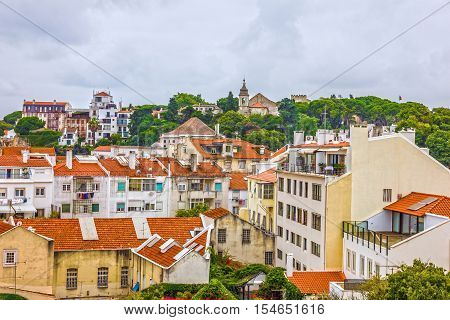 Lisbon architecture city view, Portugal town houses