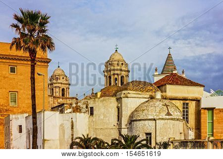 Cadiz architecture, Spain. Old Cathedral church building