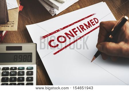 Confirmed Approval Result Certified Authorised Concept