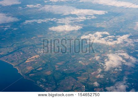 Land And Sea Seen From Airplane