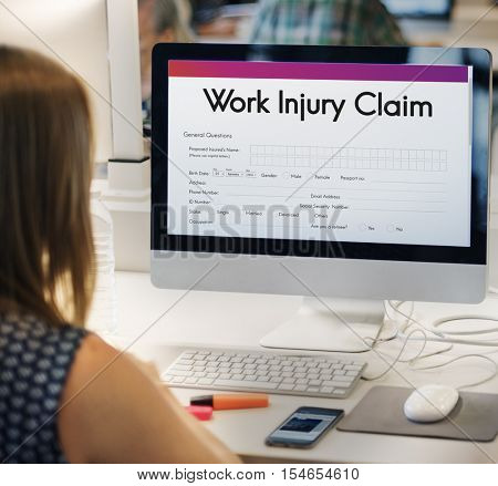 Work Injury Claim Application Form Information Concept