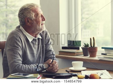 Senior Adult Thinking Memory Happy Concept
