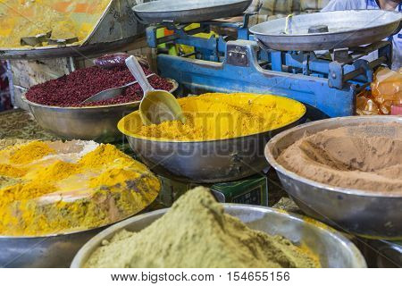 Colorful Spices On The Bazaar. Iran. Isfahan.