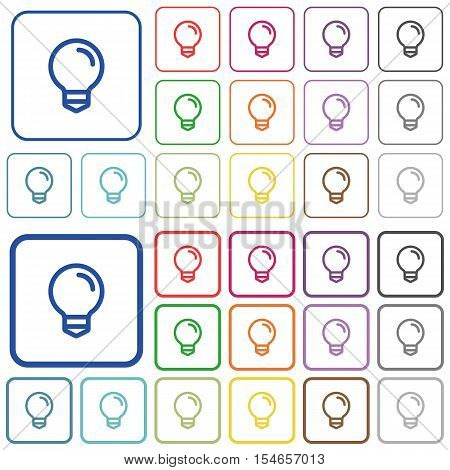 Light bulb color icons in flat rounded square frames. Thin and thick versions included.