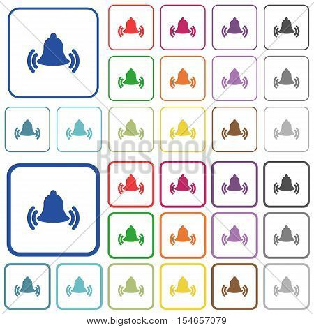 Ringing bell color icons in flat rounded square frames. Thin and thick versions included.