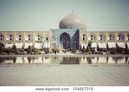 Isfahan, Iran - October 06, 2016: Sheikh Lotfollah Mosque At Naqhsh-e Jahan Square In Isfahan, Iran