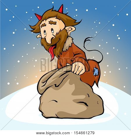 devil with sack - cute vector illustration