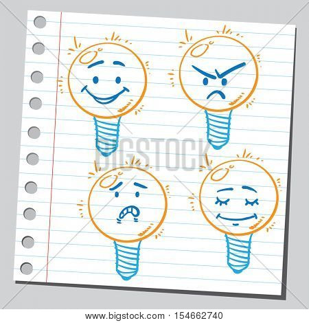 Light  bulbs funny faces 