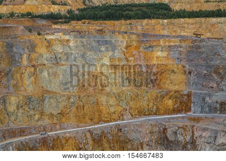Open pit quarry mine copper pyrite ore