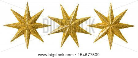 Star Christmas Decoration Xmas Decorative Set Glitter Ornament Isolated over White