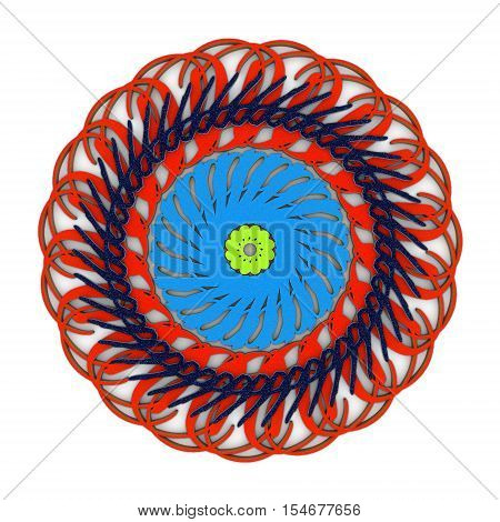 Graphic ornament with colorful patterns. 3d render