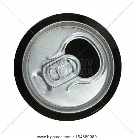 The open can of beer. Top view.