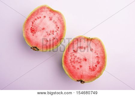 Guava fruit or Amrood or Amrud or peru isolated, selective focus