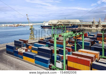 Container terminal in Casablanca sea port, Morocco