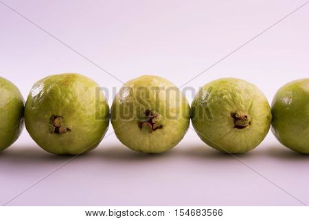 Guava fruit or Amrood or Amrud or peru isolated, selective focus