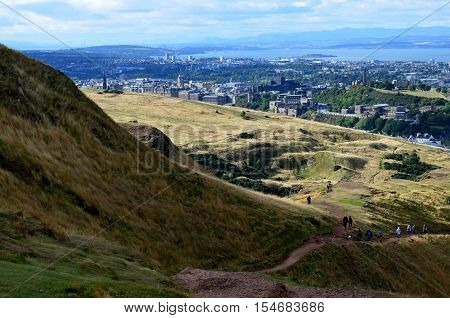 A look at Edinburgh Scotland from Archer's Seat in Scotland.