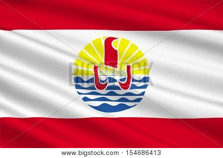 Flag of French Polynesia (France) Papeete. 3d illustration