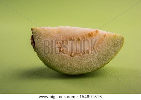 Guava fruit or Amrood or Amrud or peru isolated, selective focus