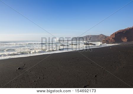 Lagoon El Golfo on Lanzarote Canary islands Spain