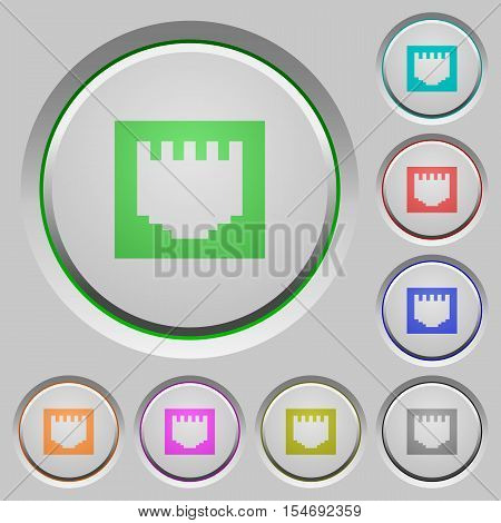 Ethernet connector color icons on sunk push buttons