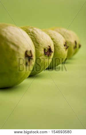 Guava fruit or Amrood or Amrud or peru isolated, selective focus