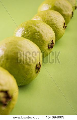 Guava fruit or Amrood or Amrud or peru isolated, selective focus