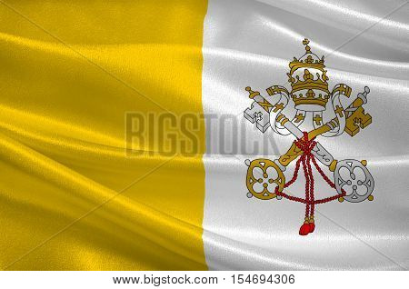Flag of Vatican City officially Vatican City State is a walled enclave within the city of Rome. 3d illustration