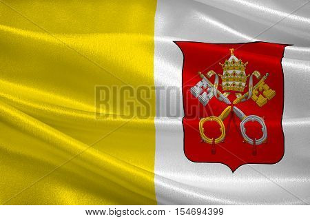 Flag of Vatican City officially Vatican City State is a walled enclave within the city of Rome. 3d illustration