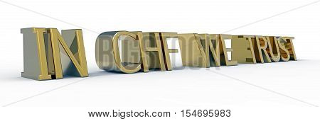 In CHF we trust message Swiss currency 3D rendering