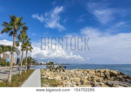 Promenade Alley At Molos Park In Center Of Limassol, Cyprus