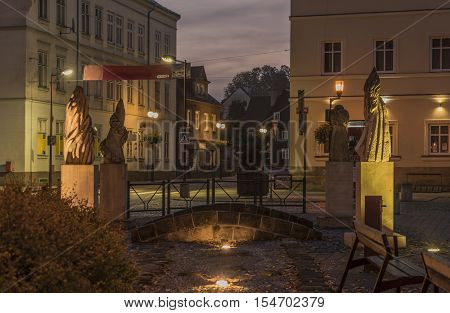 Krasna Lipa town in north Bohemia in autumn morning time