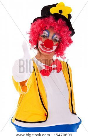 grappige clown gebaren OK (geïsoleerd op wit)