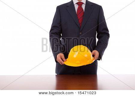 capacete de engenheiro amarelo para segurança de trabalhadores (em branco)