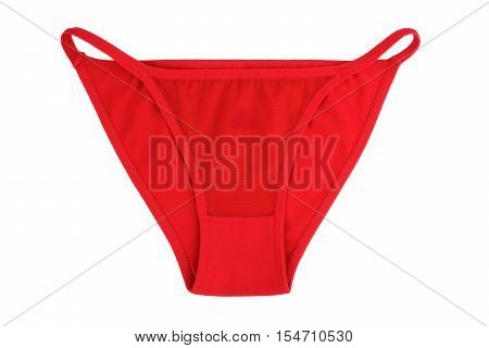 Elegant red panties isolated on white background