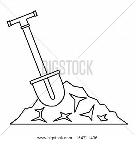 Shovel in coal icon. Outline illustration of shovel in coal vector icon for web
