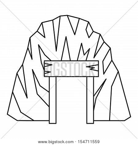 Mine in mountain icon. Outline illustration of mine in mountain vector icon for web