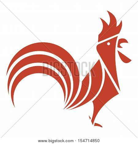 Rooster red color silhoutte logo. icon, Vector illustration