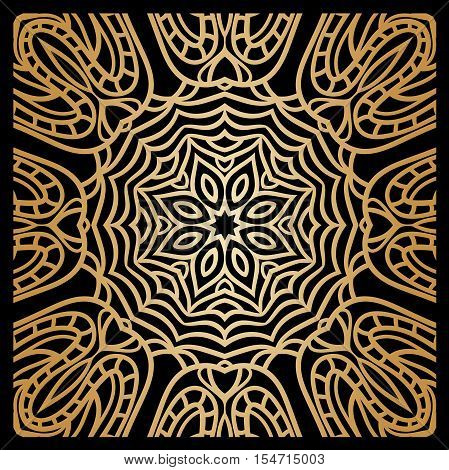 Golden background in the shape of a flower. Ethnic decorative elements. Hand drawn Islam, Arabic, Indian, ottoman motifs. Vintage decorative elements. Oriental pattern.