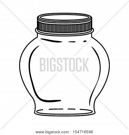 silhouette spherical glass container with lid vector illustration