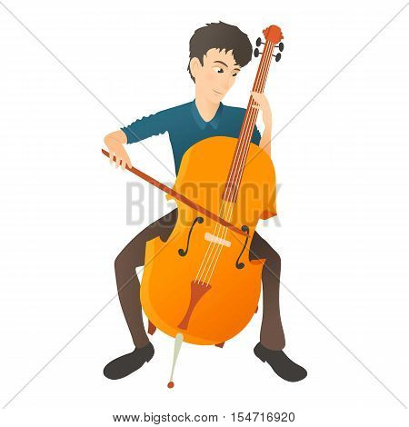 Man plays on cello icon. Flat illustration of man plays on cello vector icon for web