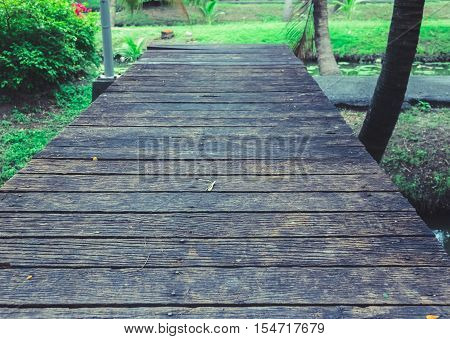 Decaying wood floors Feel sad tone retro look.