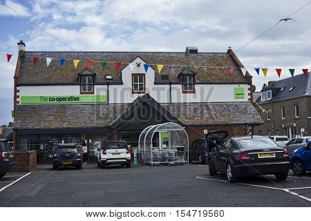 The Co-operative food shop in Eyemouth in Scotland. UK. 07.08.2015